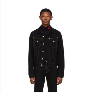 Versace Jeans Couture Black Denim Contrast Stitching Jacket